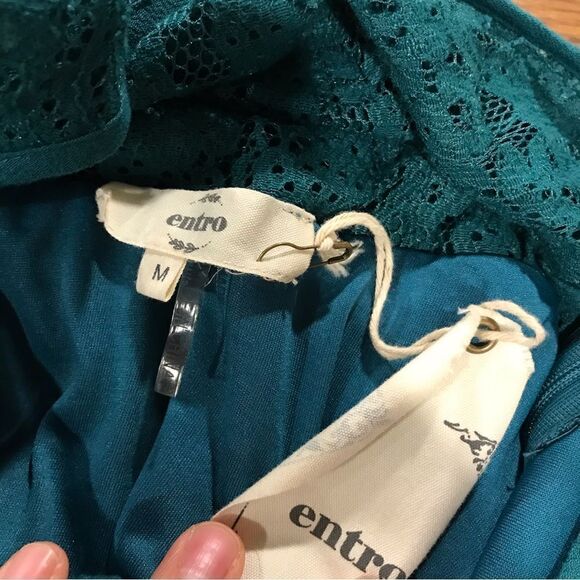 Emerald color lace sleeveless mini dress / tunic - Picture 6 of 10